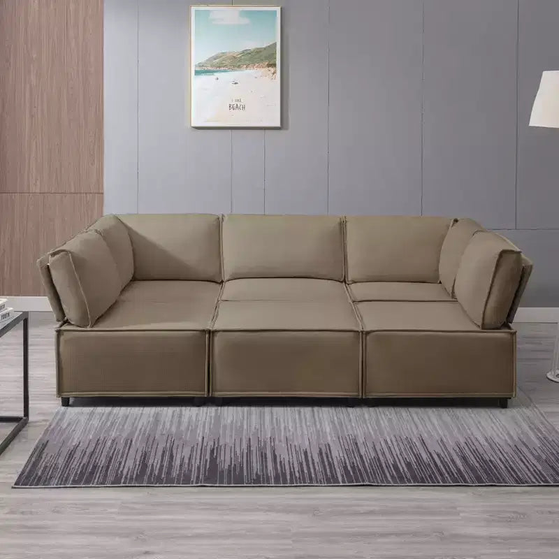 Canapé d'angle modulable en U/L Mjkone avec pouf, canapé-lit réversible moderne et surdimensionné convertible