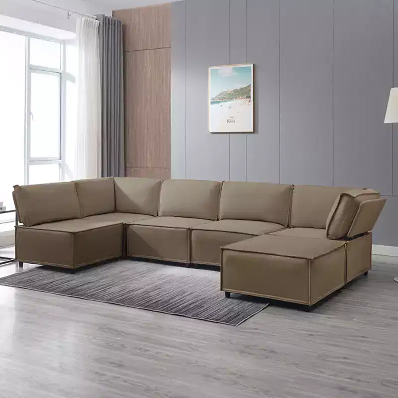 Canapé d'angle modulable en U/L Mjkone avec pouf, canapé-lit réversible moderne et surdimensionné convertible