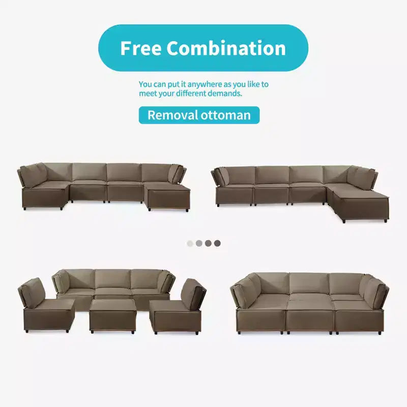 Canapé d'angle modulable en U/L Mjkone avec pouf, canapé-lit réversible moderne et surdimensionné convertible