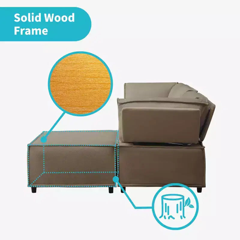 Canapé d'angle modulable en U/L Mjkone avec pouf, canapé-lit réversible moderne et surdimensionné convertible