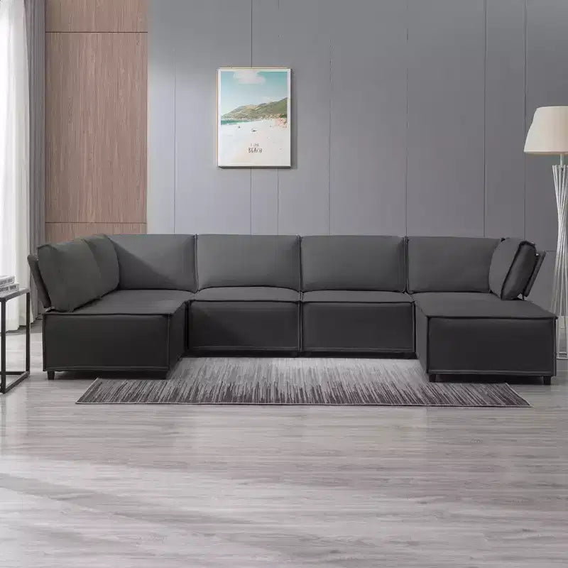 Canapé d'angle modulable en U/L Mjkone avec pouf, canapé-lit réversible moderne et surdimensionné convertible