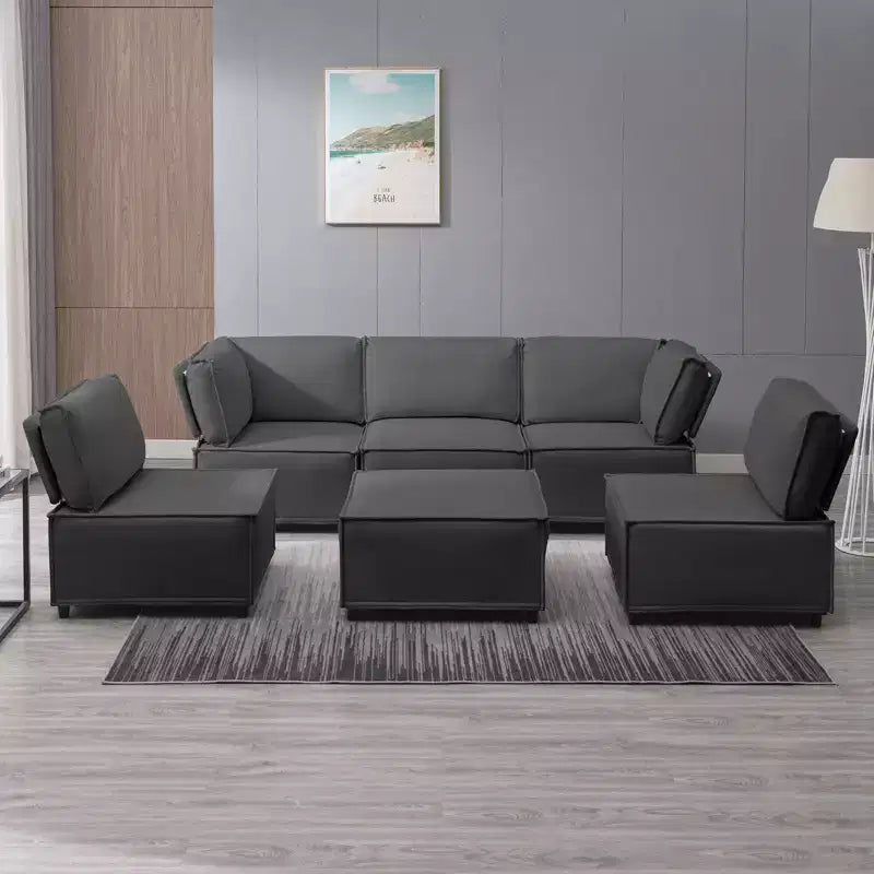 Canapé d'angle modulable en U/L Mjkone avec pouf, canapé-lit réversible moderne et surdimensionné convertible
