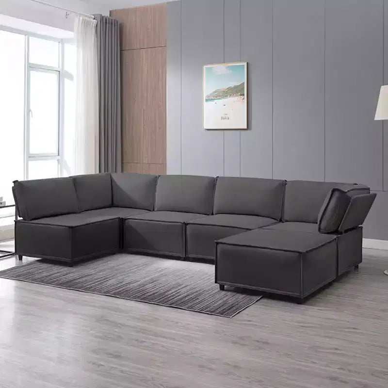 Canapé d'angle modulable en U/L Mjkone avec pouf, canapé-lit réversible moderne et surdimensionné convertible