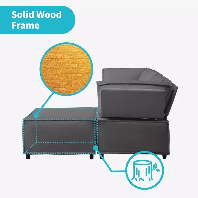 Canapé d'angle modulable en U/L Mjkone avec pouf, canapé-lit réversible moderne et surdimensionné convertible