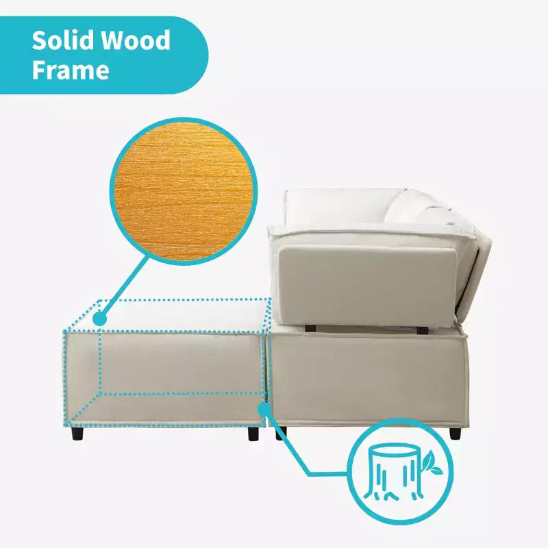 Canapé d'angle modulable en U/L Mjkone avec pouf, canapé-lit réversible moderne et surdimensionné convertible