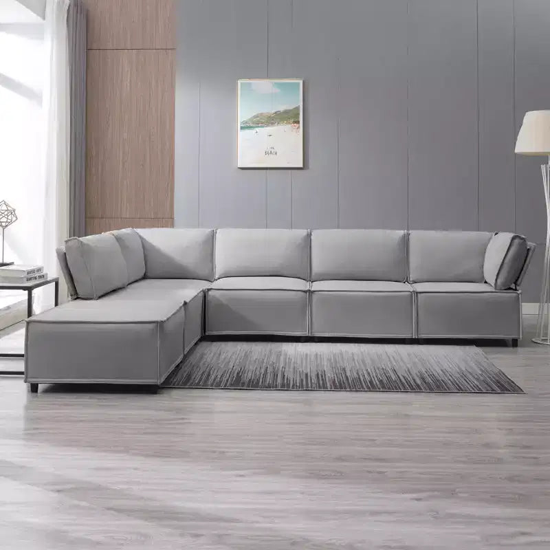 Canapé d'angle modulable en U/L Mjkone avec pouf, canapé-lit réversible moderne et surdimensionné convertible