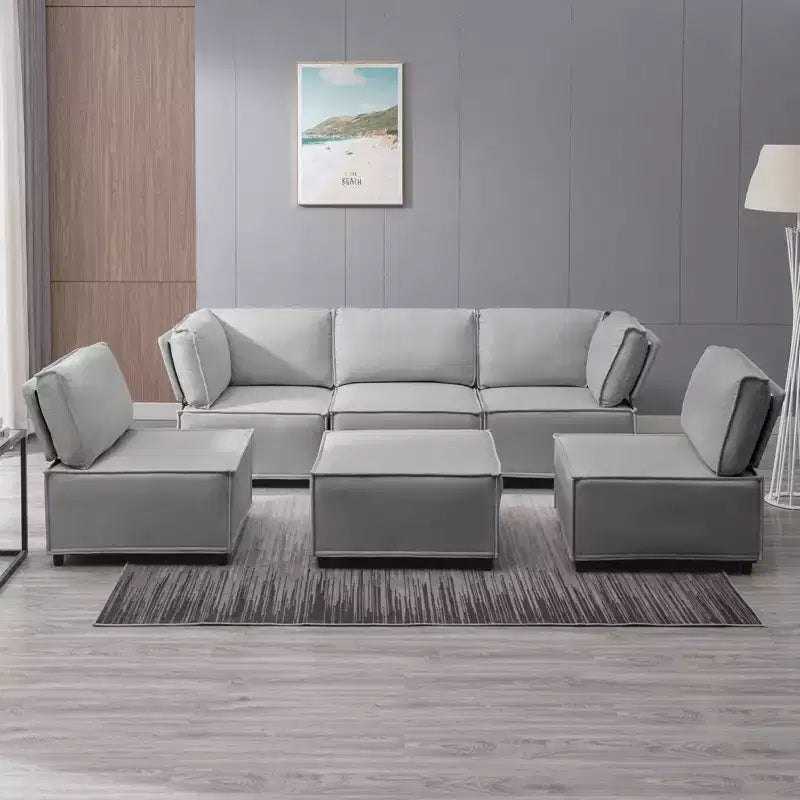 Canapé d'angle modulable en U/L Mjkone avec pouf, canapé-lit réversible moderne et surdimensionné convertible