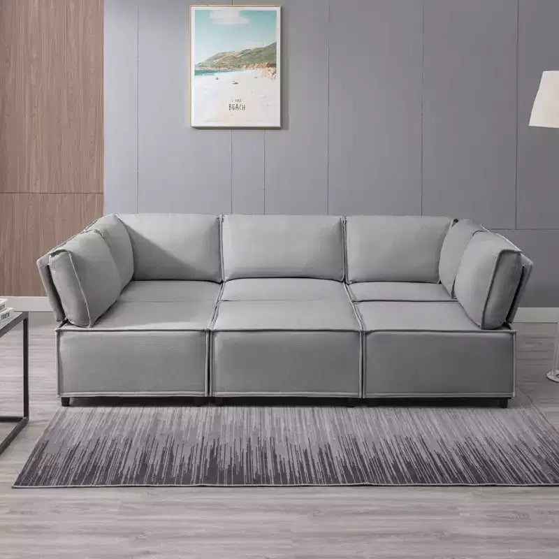 Canapé d'angle modulable en U/L Mjkone avec pouf, canapé-lit réversible moderne et surdimensionné convertible