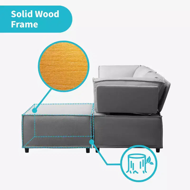 Canapé d'angle modulable en U/L Mjkone avec pouf, canapé-lit réversible moderne et surdimensionné convertible