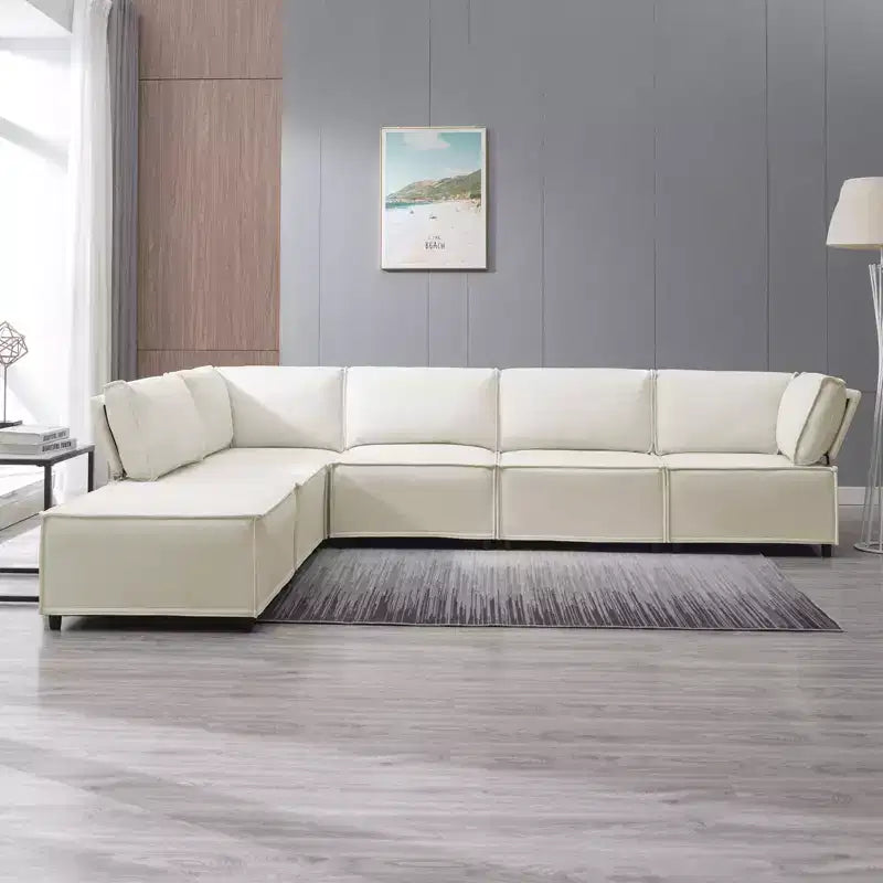 Canapé d'angle modulable en U/L Mjkone avec pouf, canapé-lit réversible moderne et surdimensionné convertible