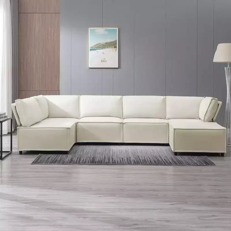 Canapé d'angle modulable en U/L Mjkone avec pouf, canapé-lit réversible moderne et surdimensionné convertible