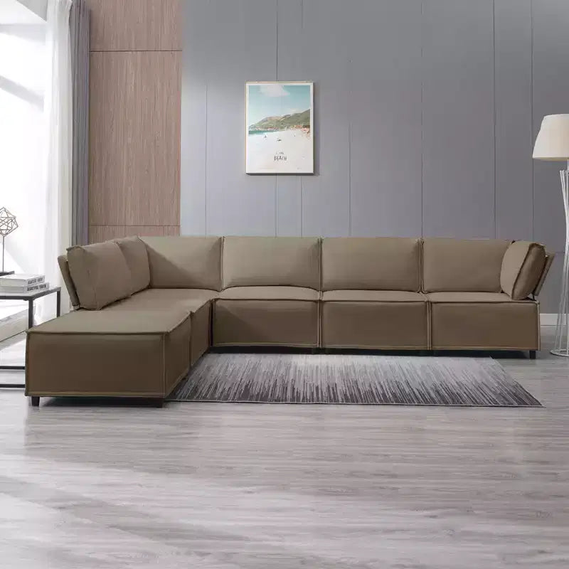 Canapé d'angle modulable en U/L Mjkone avec pouf, canapé-lit réversible moderne et surdimensionné convertible