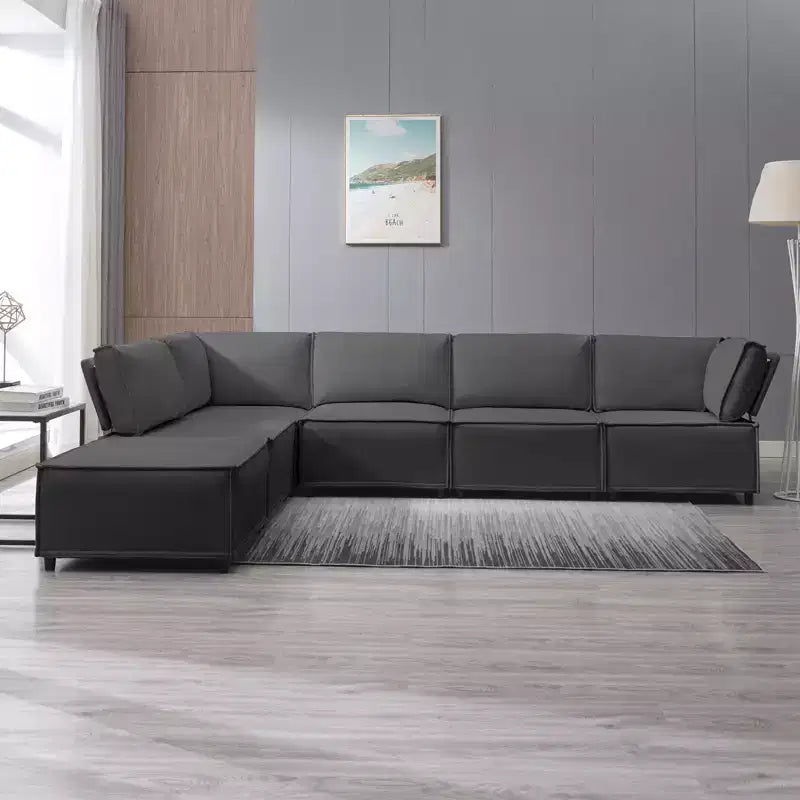 Canapé d'angle modulable en U/L Mjkone avec pouf, canapé-lit réversible moderne et surdimensionné convertible