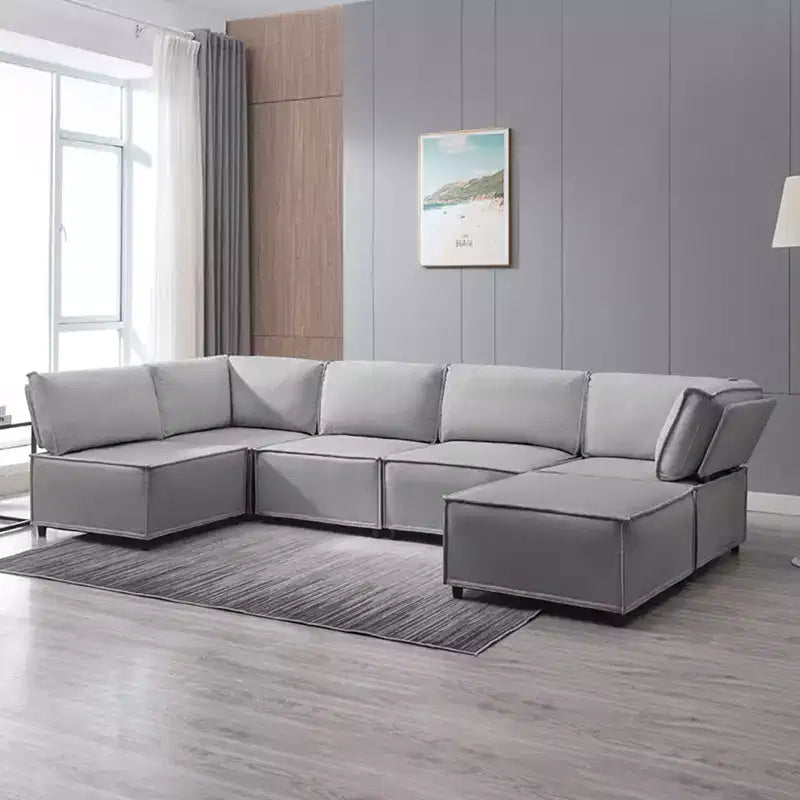Canapé d'angle modulable en U/L Mjkone avec pouf, canapé-lit réversible moderne et surdimensionné convertible