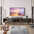 Bestier Mid-Century Modern TV Stand for 80 Inch TV,, 70 Entertainment Center with Sliding Doors for Living Room, Walnut