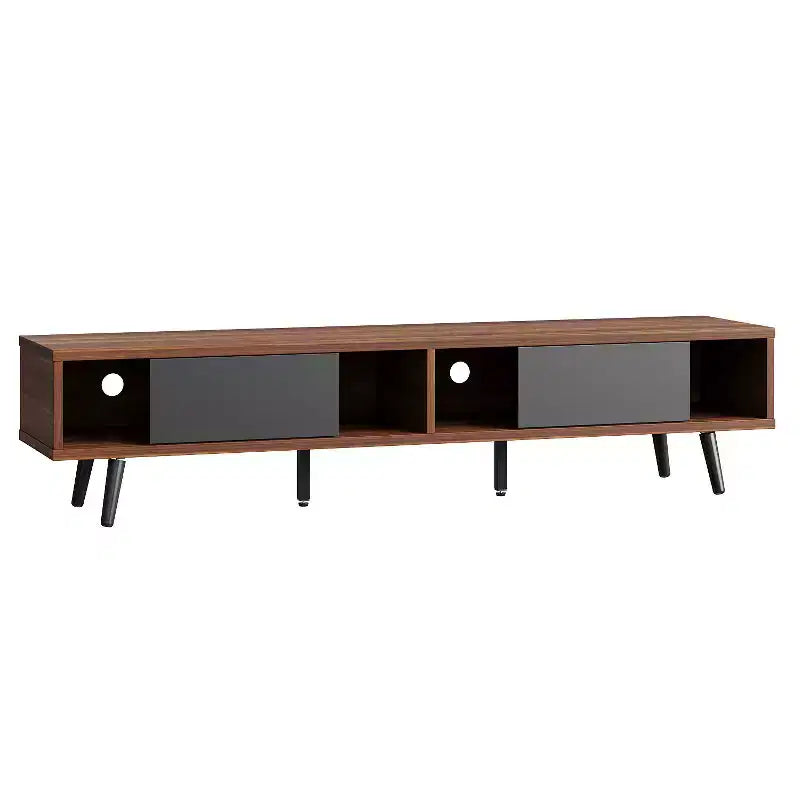 Meuble TV moderne Bestier du milieu du siècle pour téléviseur de 80 pouces, meuble de divertissement de 70 pouces avec portes coulissantes pour salon, Noyer