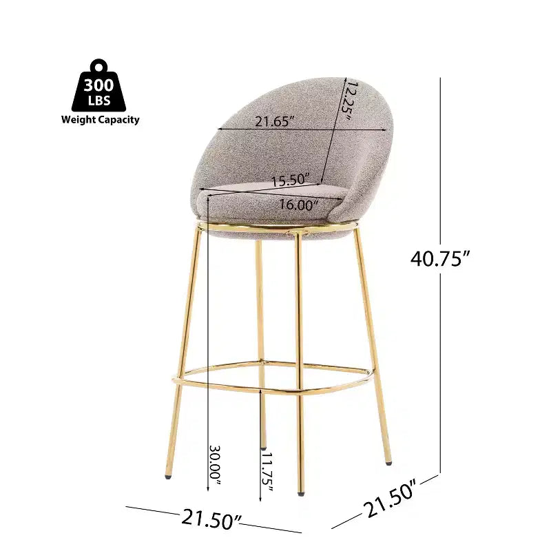 Tabourets de bar rembourrés Christopher Knight Home Manlio avec cadre en métal et dossier incurvé (Lot de 2)