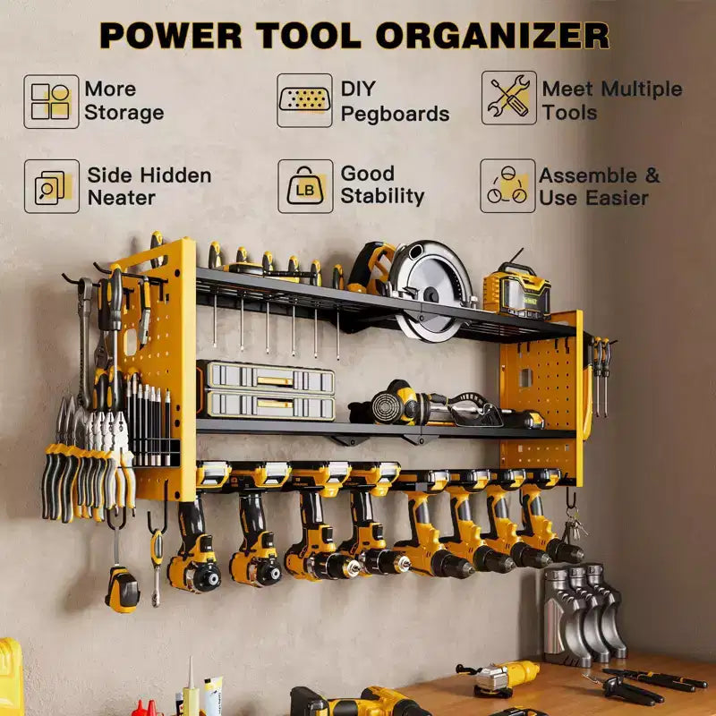 Étagère de rangement robuste pour outils électriques Hausource à 3 niveaux, jaune