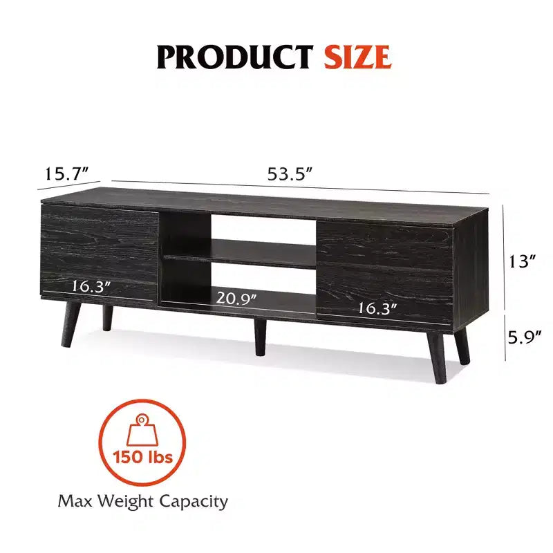 Meuble TV DEXYLLO pour téléviseur de 55/60 pouces, Meuble de divertissement bohème avec rangements, Console TV pour décoration de salon