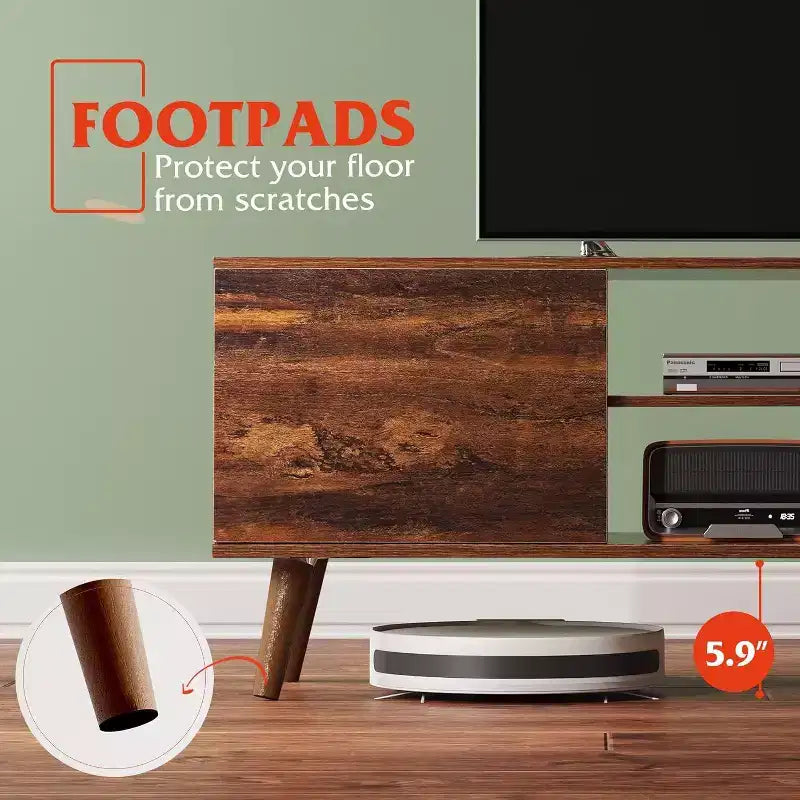 Meuble TV DEXYLLO pour téléviseur de 55/60 pouces, Meuble de divertissement bohème avec rangements, Console TV pour décoration de salon
