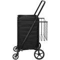 VEVOR Folding Shopping Cart with Removable Waterproof Liner, 210LBS Large Capacity Jumbo Grocery Cart with Dual Basket, 360 Swivel Wheels