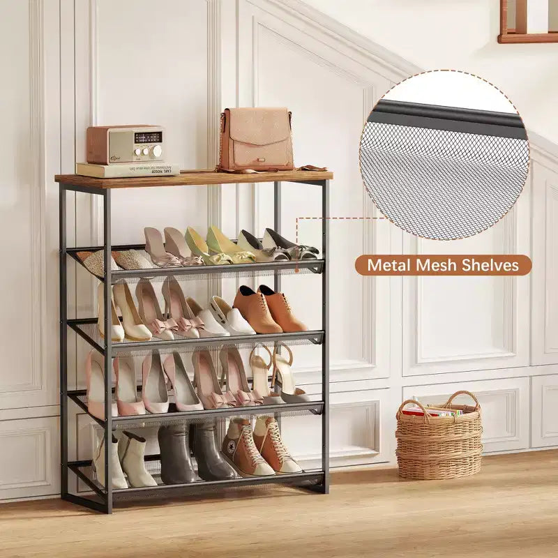 SUGIFT Étagère à Chaussures à 5 Niveaux avec Rangements pour Placard et Entrée