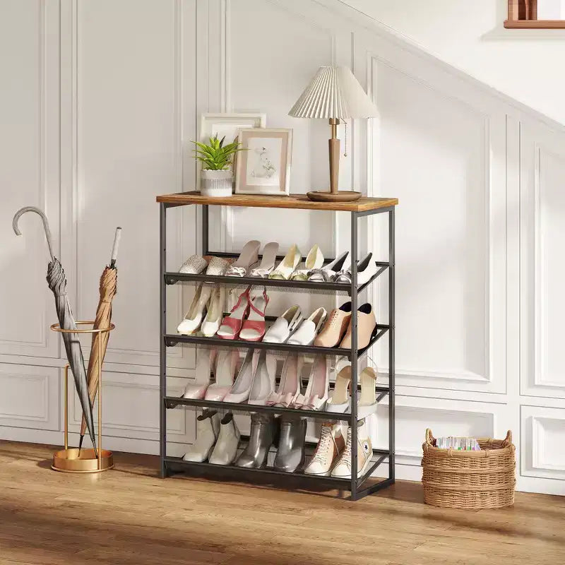 SUGIFT Étagère à Chaussures à 5 Niveaux avec Rangements pour Placard et Entrée