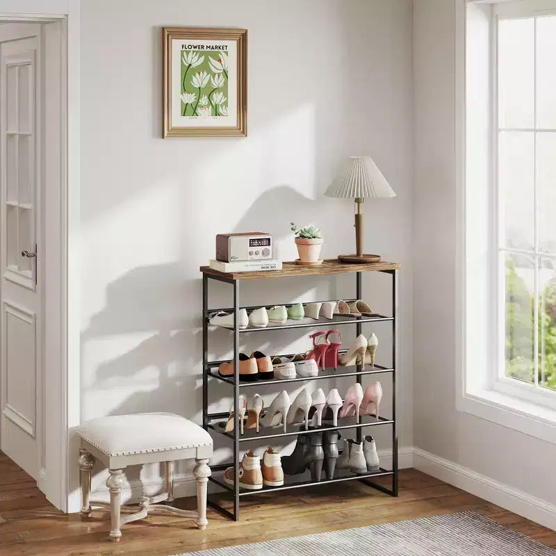 SUGIFT Étagère à Chaussures à 5 Niveaux avec Rangements pour Placard et Entrée