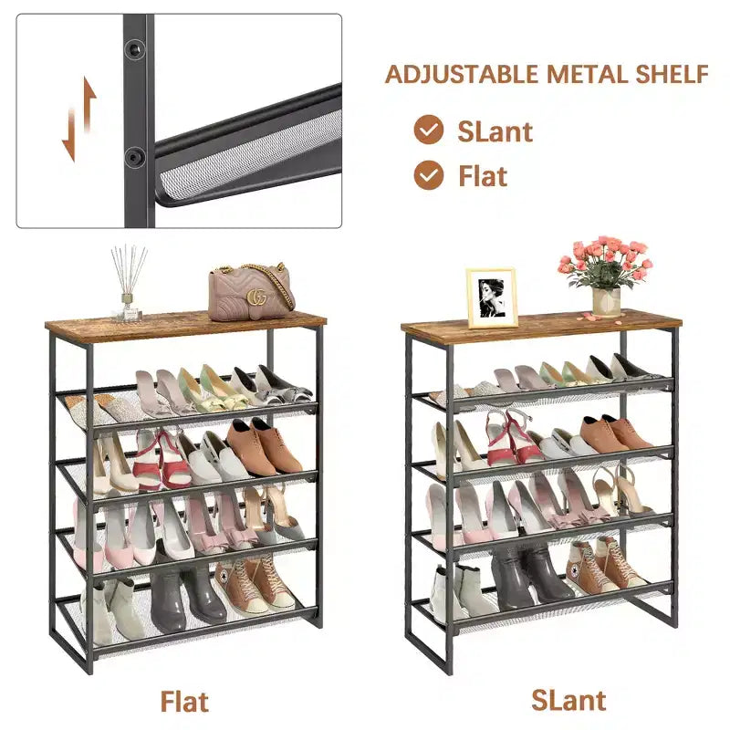SUGIFT Étagère à Chaussures à 5 Niveaux avec Rangements pour Placard et Entrée