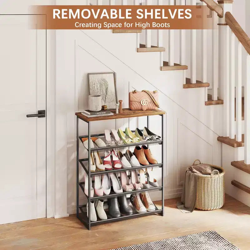 SUGIFT Étagère à Chaussures à 5 Niveaux avec Rangements pour Placard et Entrée