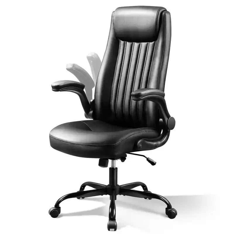 Chaise de bureau ergonomique à dossier haut, chaise de bureau avec accoudoirs rabattables réglables, soutien lombaire et appuie-tête épais