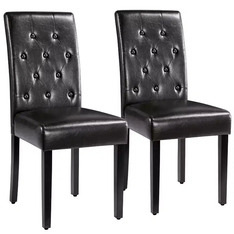 Yaheetech Set of 4 Button Tufted Faux Leather Dining Chairs for Home, Restaurants, Cafe
