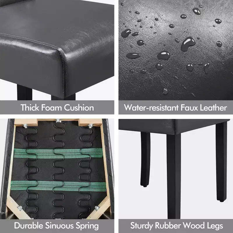 Yaheetech Lot de 4 chaises de salle à manger capitonnées en similicuir pour la maison, les restaurants, les cafés
