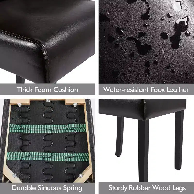 Yaheetech Lot de 4 chaises de salle à manger capitonnées en similicuir pour la maison, les restaurants, les cafés