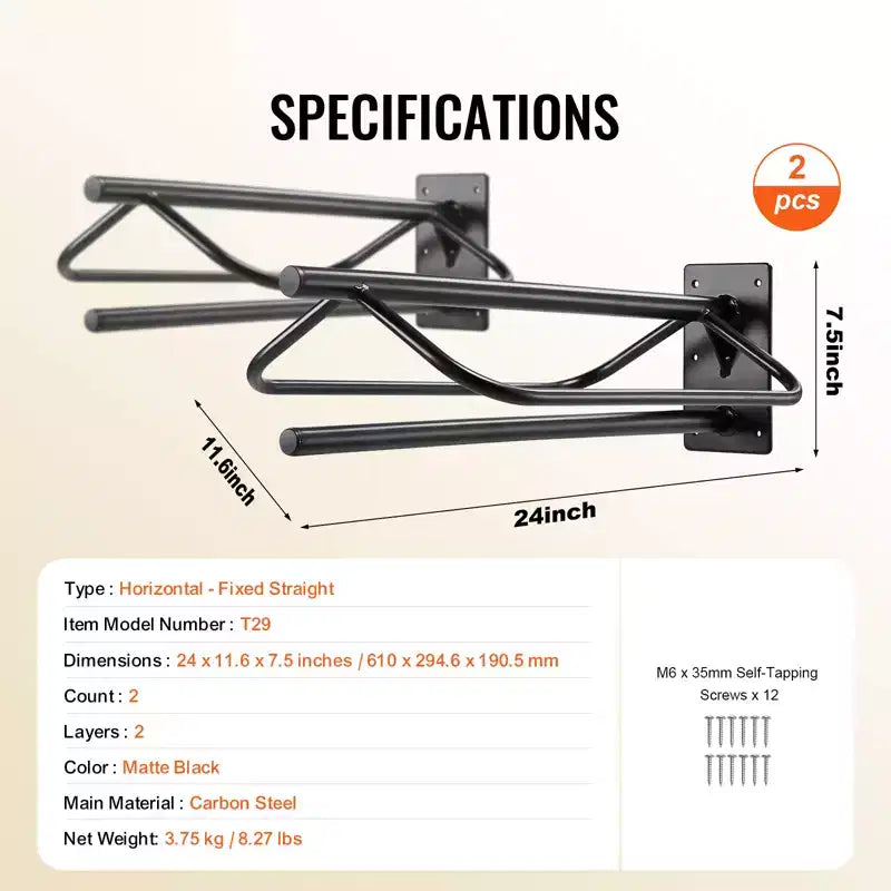 VEVOR Support à selle avec barre de protection, 60,5 x 32 x 25,9 cm, lot de 2 supports muraux pour selles, support de selle en acier robuste, support de selle pour selles Western et anglaises