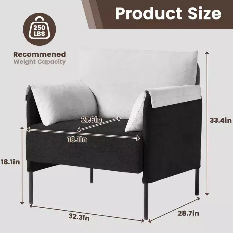 Fauteuil d'appoint surdimensionné en chenille, Fauteuil de salon avec grande assise, Fauteuils de lecture modernes pour chambre et salon (Lot de 2)