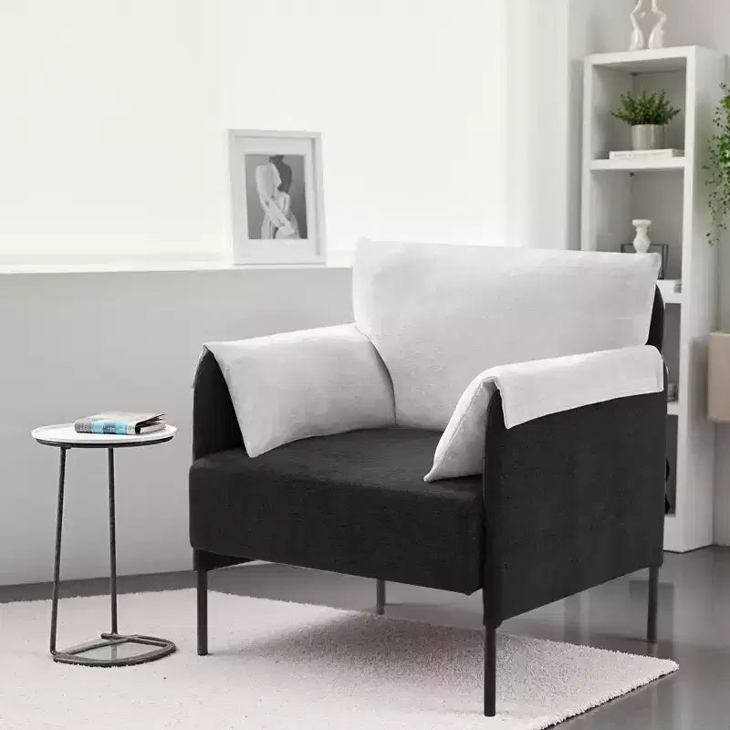 Fauteuil d'appoint surdimensionné en chenille, Fauteuil de salon avec grande assise, Fauteuils de lecture modernes pour chambre et salon (Lot de 2)