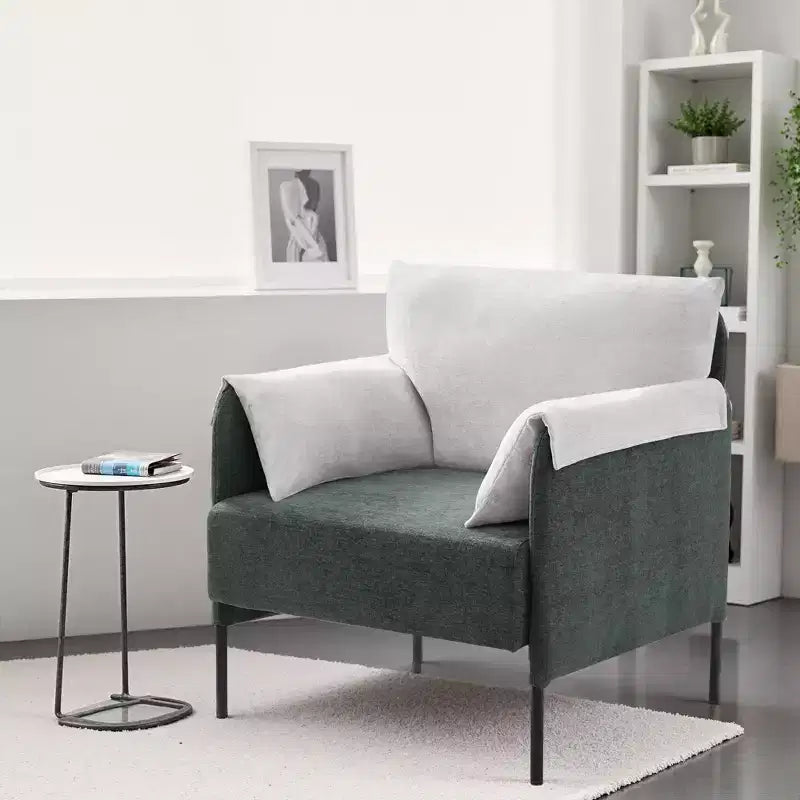 Fauteuil d'appoint surdimensionné en chenille, Fauteuil de salon avec grande assise, Fauteuils de lecture modernes pour chambre et salon (Lot de 2)