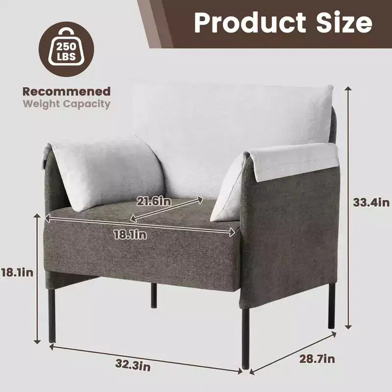 Fauteuil d'appoint surdimensionné en chenille, Fauteuil de salon avec grande assise, Fauteuils de lecture modernes pour chambre et salon (Lot de 2)