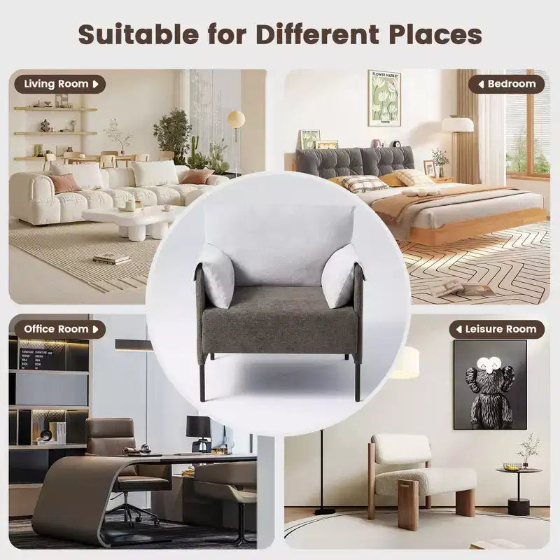 Fauteuil d'appoint surdimensionné en chenille, Fauteuil de salon avec grande assise, Fauteuils de lecture modernes pour chambre et salon (Lot de 2)