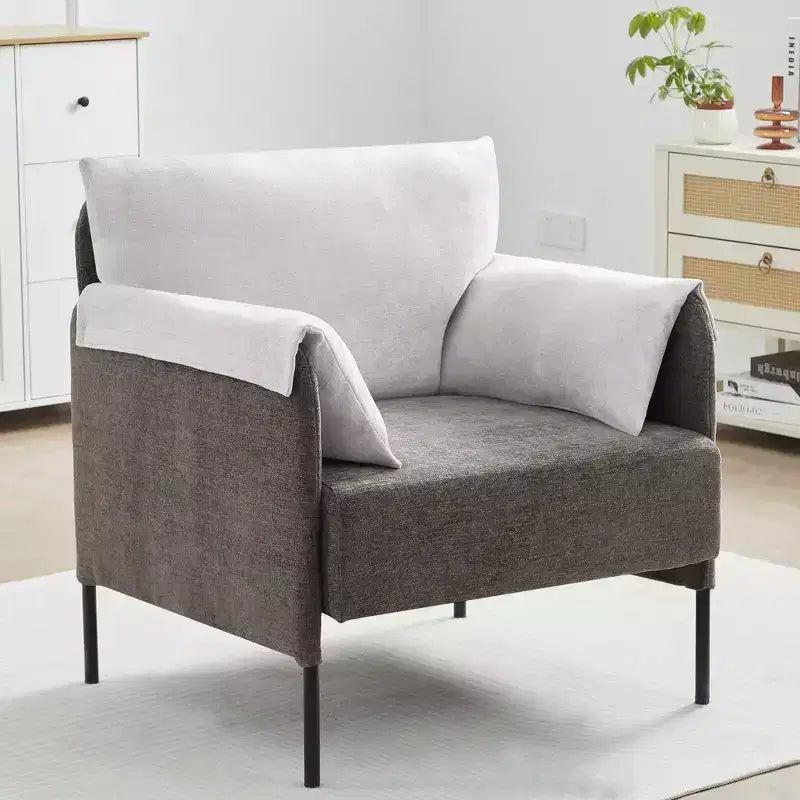 Fauteuil d'appoint surdimensionné en chenille, Fauteuil de salon avec grande assise, Fauteuils de lecture modernes pour chambre et salon (Lot de 2)