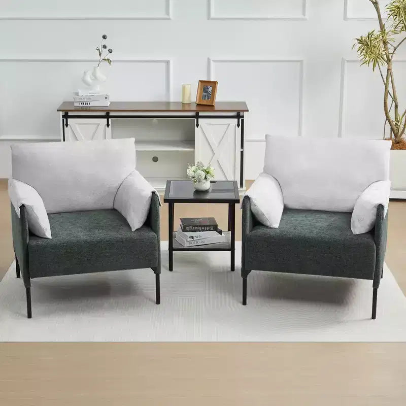 Fauteuil d'appoint surdimensionné en chenille, Fauteuil de salon avec grande assise, Fauteuils de lecture modernes pour chambre et salon (Lot de 2)