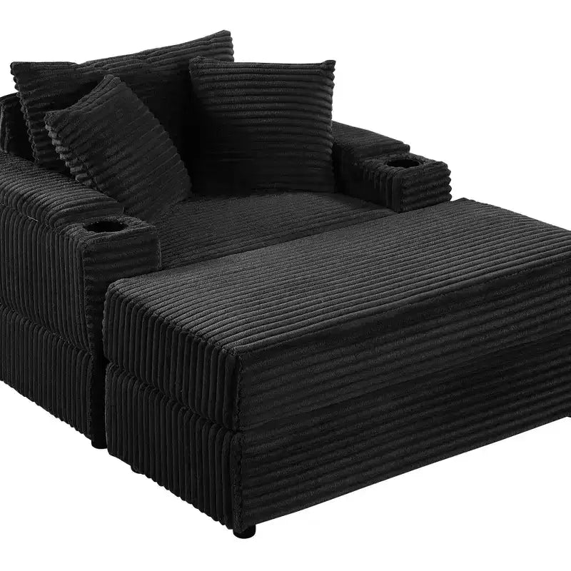 Canapé avec 2 coussins décoratifs et un pouf, Canapé confortable - Canapé profond pour salon