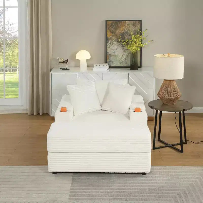 Canapé avec 2 coussins décoratifs et un pouf, Canapé confortable - Canapé profond pour salon