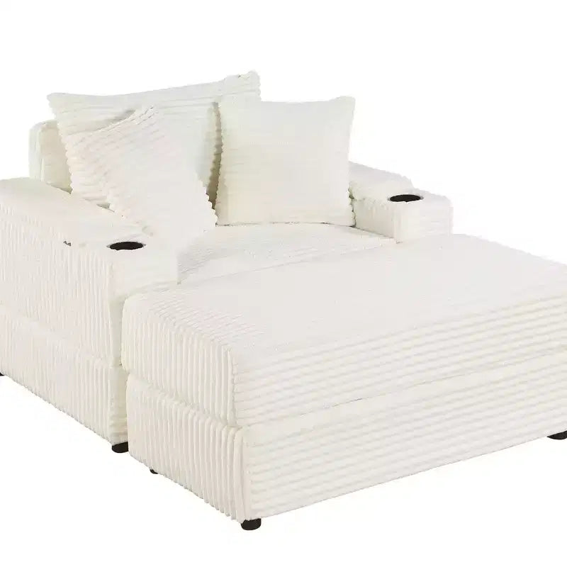 Canapé avec 2 coussins décoratifs et un pouf, Canapé confortable - Canapé profond pour salon