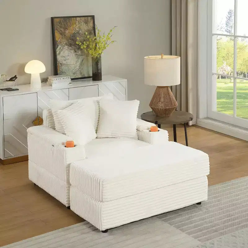 sofa With 2 toss pillows and a ottoman ,Comfy Sofa- Deep Seat Couch for Living Room