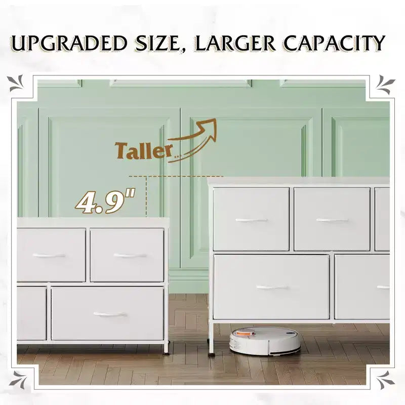 Commode à 5 tiroirs, longue unité de rangement en tissu pour chambre à coucher, placard, salon, couloir et chambre d'enfant