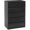 HomeStock Scottsdale 5 Drawer Chest Contemporary Storage Chest Black Wood Grain