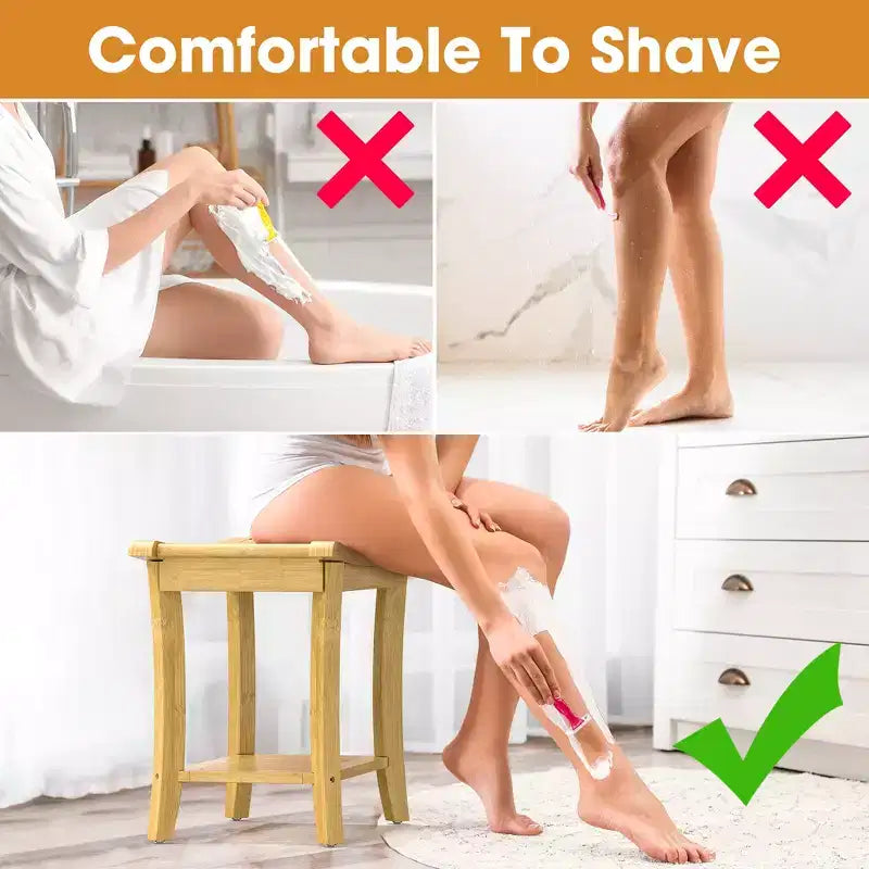 Banc de douche en bambou avec étagère de rangement, tabouret de bain étanche avec poignées, patins antidérapants, capacité de 150 kg pour spa, salle de bain, personnes âgées
