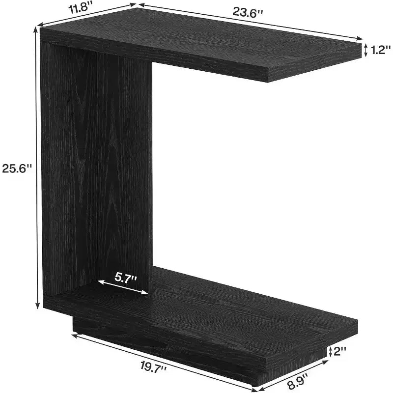 Tribesigns Table d'appoint en C avec étagères de rangement à 2 niveaux
